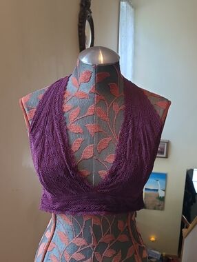 Urban Outfitters Burgundy Lace Halter Bralette - L